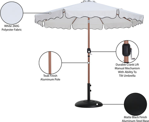 Nova White Water Resistant Fabric And Aluminum Patio Umbrella with Base Set (Style 4)