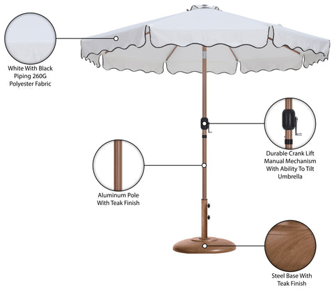 Nova White Water Resistant Fabric And Aluminum Patio Umbrella with Base Set (Style 5)