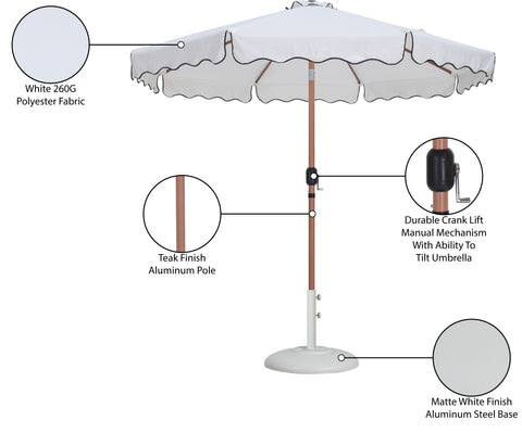Nova White Water Resistant Fabric And Aluminum Patio Umbrella with Base Set (Style 6)