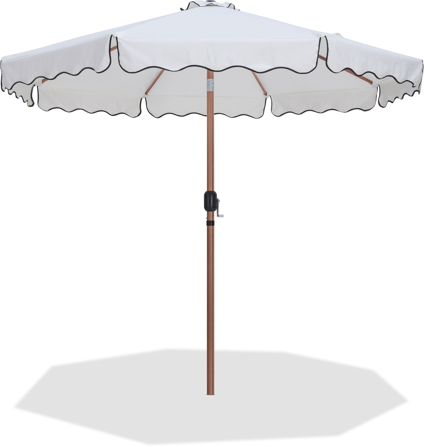 simba white with black piping fabric patio umbrellas