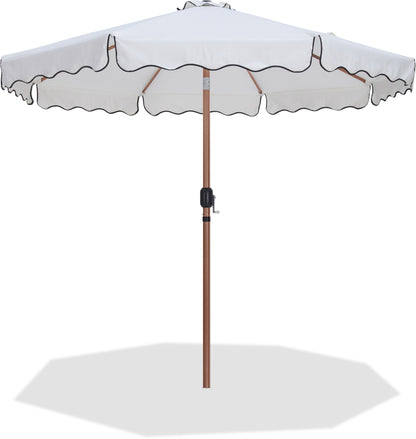 Simba White With Black Piping Fabric Patio Umbrellas