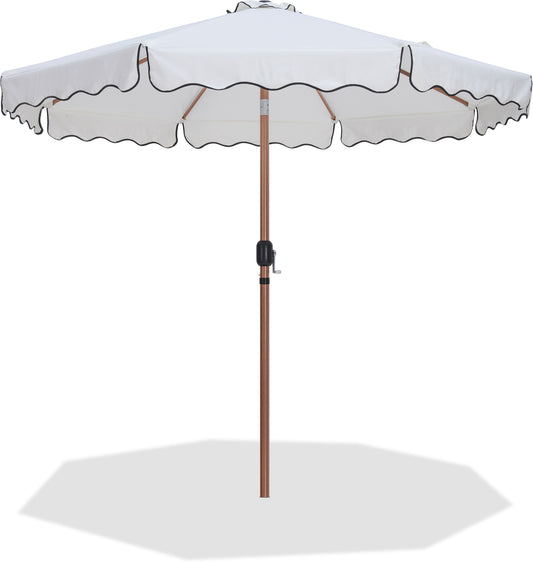 Simba White With Black Piping Fabric Patio Umbrellas