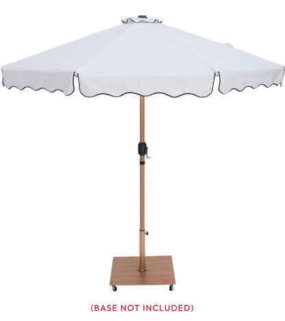 Simba White With Black Piping Fabric Patio Umbrellas