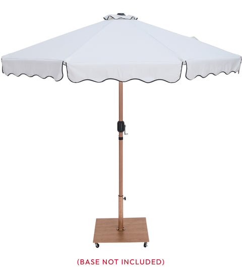 Simba White With Black Piping Fabric Patio Umbrellas