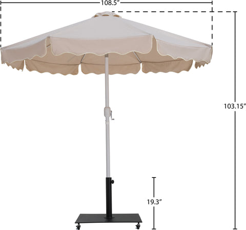 Nova Beige Water Resistant Fabric And Aluminum Patio Umbrella with Base Set (Style 7)