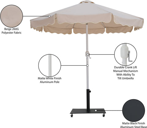 Nova Beige Water Resistant Fabric And Aluminum Patio Umbrella with Base Set (Style 7)