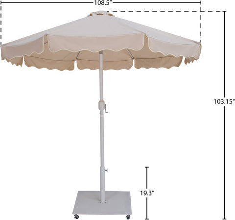 Nova Beige Water Resistant Fabric And Aluminum Patio Umbrella with Base Set (Style 9)