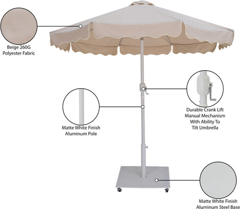 Nova Beige Water Resistant Fabric And Aluminum Patio Umbrella with Base Set (Style 9)