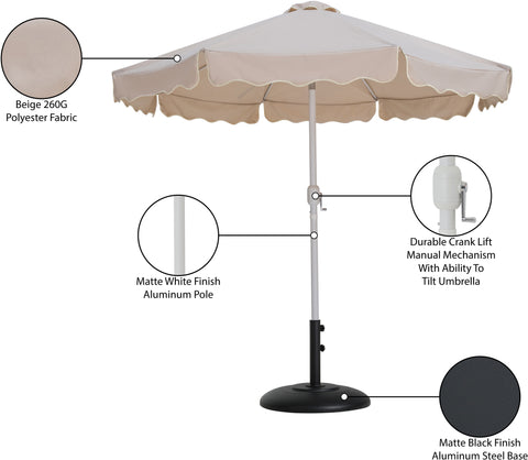 Nova Beige Water Resistant Fabric And Aluminum Patio Umbrella with Base Set (Style 10)