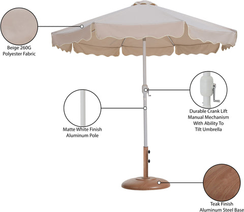 Nova Beige Water Resistant Fabric And Aluminum Patio Umbrella with Base Set (Style 11)