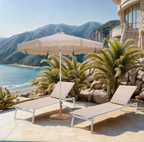 Nova Beige Water Resistant Fabric And Aluminum Patio Umbrella with Base Set (Style 11)