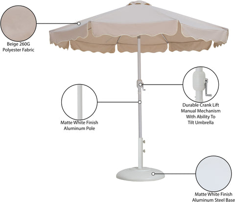 Nova Beige Water Resistant Fabric And Aluminum Patio Umbrella with Base Set (Style 12)