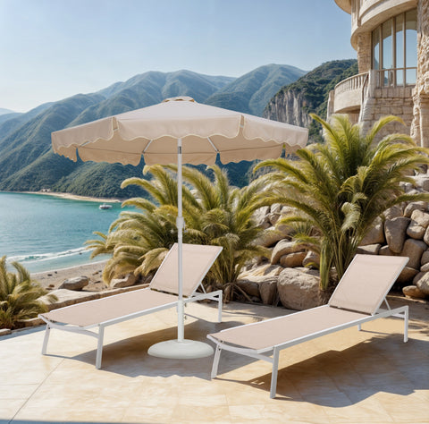 Nova Beige Water Resistant Fabric And Aluminum Patio Umbrella with Base Set (Style 12)