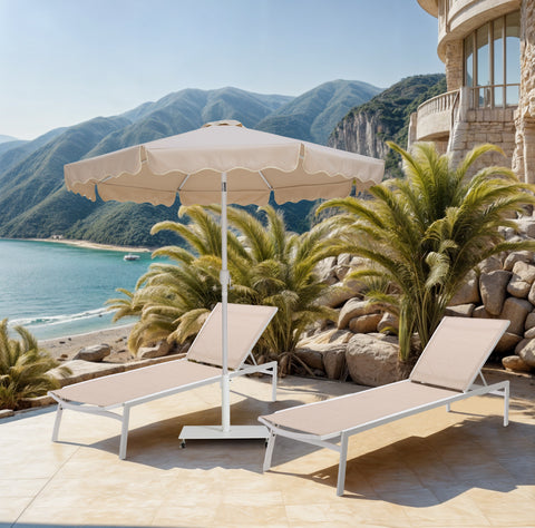 Nova Beige Water Resistant Fabric And Aluminum Patio Umbrella, 1 Piece (Style 2)