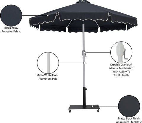 Nova Black Water Resistant Fabric And Aluminum Patio Umbrella with Base Set (Style 7)
