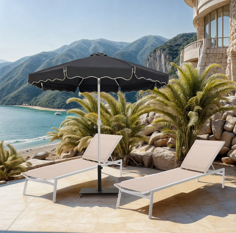 Nova Black Water Resistant Fabric And Aluminum Patio Umbrella with Base Set (Style 7)