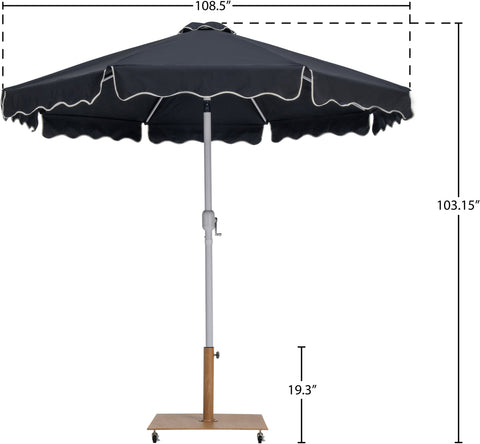 Nova Black Water Resistant Fabric And Aluminum Patio Umbrella with Base Set (Style 8)