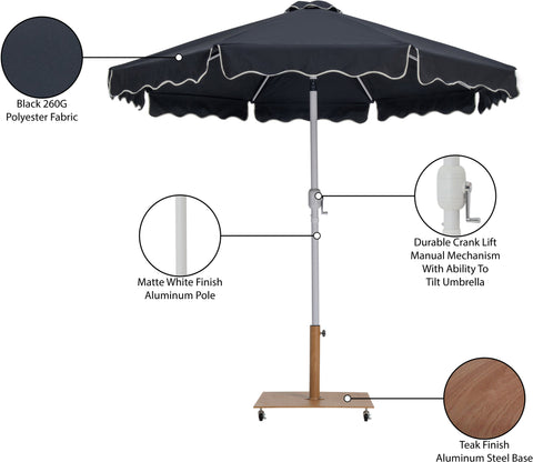 Nova Black Water Resistant Fabric And Aluminum Patio Umbrella with Base Set (Style 8)