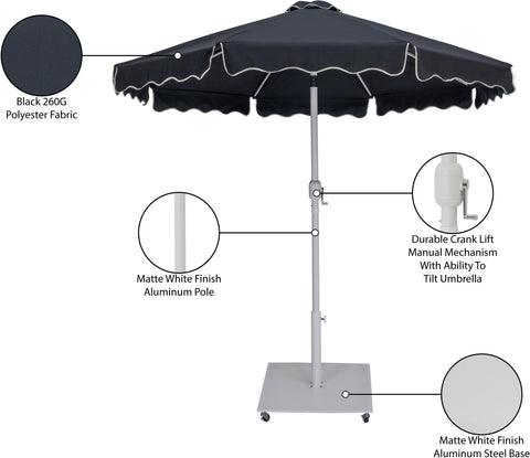 Nova Black Water Resistant Fabric And Aluminum Patio Umbrella with Base Set (Style 9)