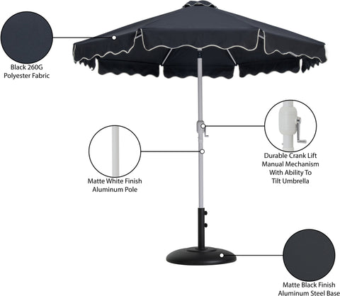 Nova Black Water Resistant Fabric And Aluminum Patio Umbrella with Base Set (Style 10)