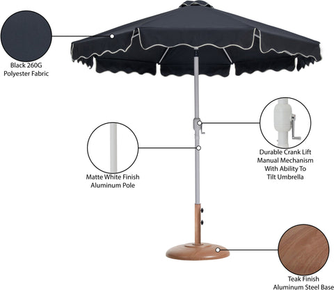 Nova Black Water Resistant Fabric And Aluminum Patio Umbrella with Base Set (Style 11)