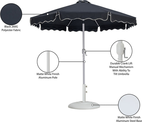 Nova Black Water Resistant Fabric And Aluminum Patio Umbrella with Base Set (Style 12)