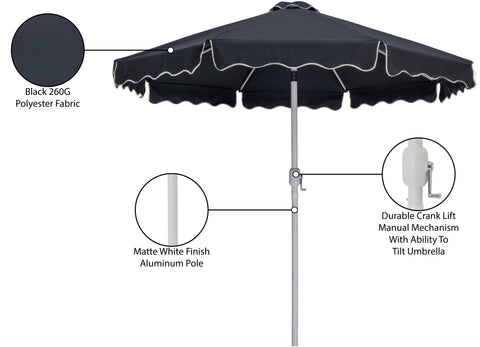 Nova Black Water Resistant Fabric And Aluminum Patio Umbrella, 1 Piece (Style 2)