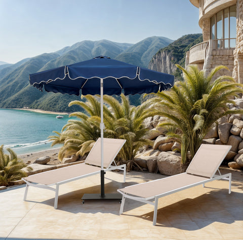 Nova Navy Water Resistant Fabric And Aluminum Patio Umbrella with Base Set (Style 7)