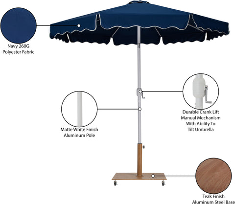 Nova Navy Water Resistant Fabric And Aluminum Patio Umbrella with Base Set (Style 8)