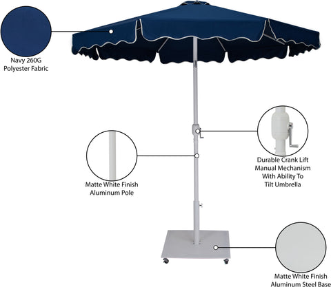 Nova Navy Water Resistant Fabric And Aluminum Patio Umbrella with Base Set (Style 9)