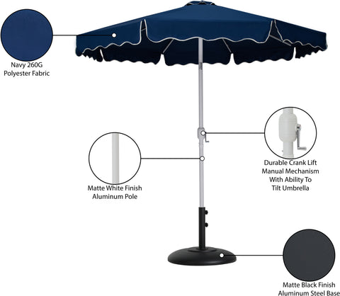 Nova Navy Water Resistant Fabric And Aluminum Patio Umbrella with Base Set (Style 10)