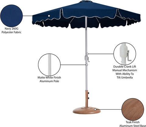 Nova Navy Water Resistant Fabric And Aluminum Patio Umbrella with Base Set (Style 11)