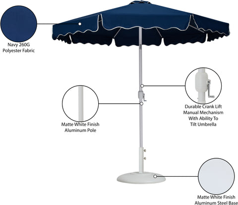 Nova Navy Water Resistant Fabric And Aluminum Patio Umbrella with Base Set (Style 12)