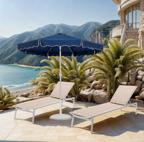 Nova Navy Water Resistant Fabric And Aluminum Patio Umbrella with Base Set (Style 12)