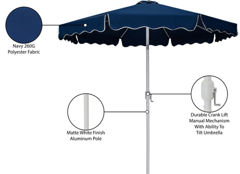 Nova Navy Water Resistant Fabric And Aluminum Patio Umbrella, 1 Piece (Style 2)
