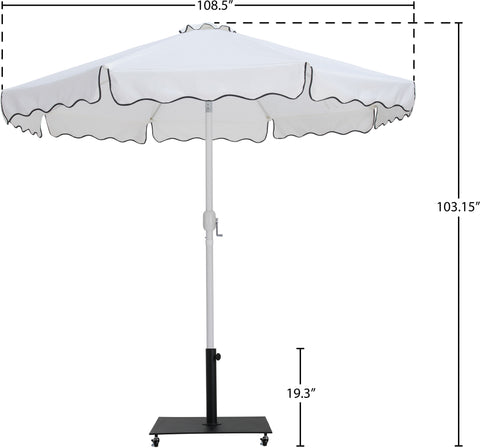 Nova White Water Resistant Fabric And Aluminum Patio Umbrella with Base Set (Style 7)
