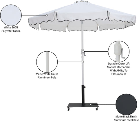 Nova White Water Resistant Fabric And Aluminum Patio Umbrella with Base Set (Style 7)