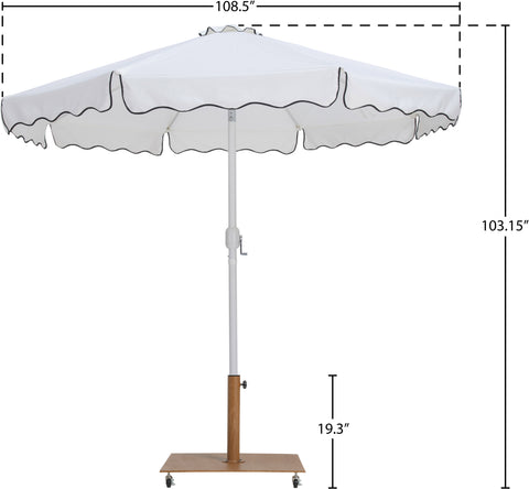 Nova White Water Resistant Fabric And Aluminum Patio Umbrella with Base Set (Style 8)