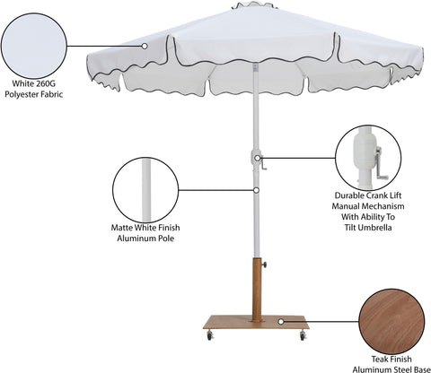 Nova White Water Resistant Fabric And Aluminum Patio Umbrella with Base Set (Style 8)