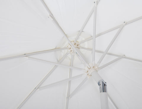 Nova White Water Resistant Fabric And Aluminum Patio Umbrella with Base Set (Style 8)