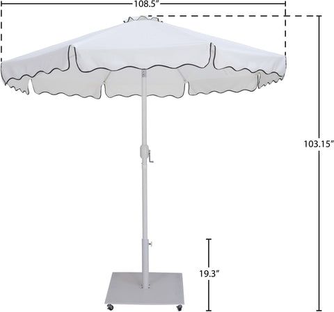 Nova White Water Resistant Fabric And Aluminum Patio Umbrella with Base Set (Style 9)