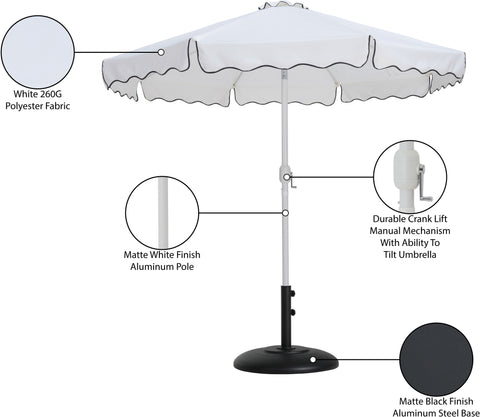 Nova White Water Resistant Fabric And Aluminum Patio Umbrella with Base Set (Style 10)