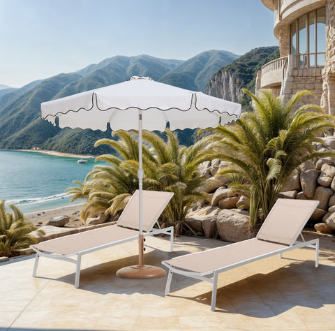 Nova White Water Resistant Fabric And Aluminum Patio Umbrella with Base Set (Style 11)