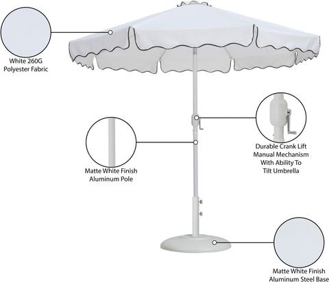 Nova White Water Resistant Fabric And Aluminum Patio Umbrella with Base Set (Style 12)