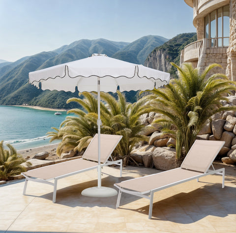Nova White Water Resistant Fabric And Aluminum Patio Umbrella with Base Set (Style 12)