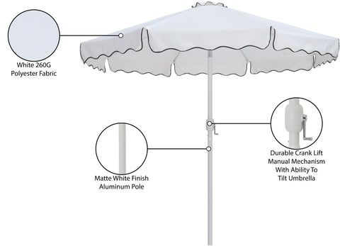 Nova White Water Resistant Fabric And Aluminum Patio Umbrella, 1 Piece (Style 2)