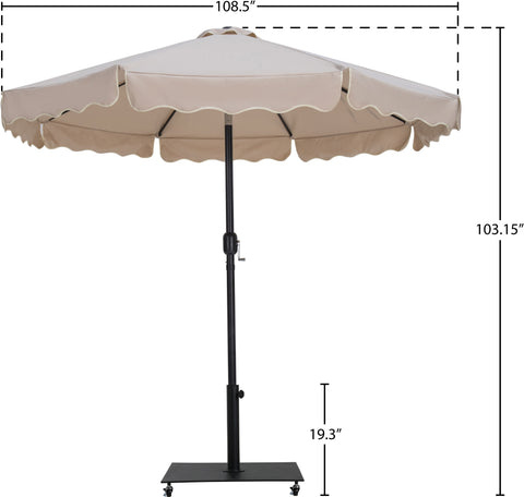 Nova Beige Water Resistant Fabric And Aluminum Patio Umbrella with Base Set (Style 13)