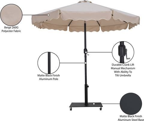 Nova Beige Water Resistant Fabric And Aluminum Patio Umbrella with Base Set (Style 13)