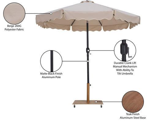 Nova Beige Water Resistant Fabric And Aluminum Patio Umbrella with Base Set (Style 14)