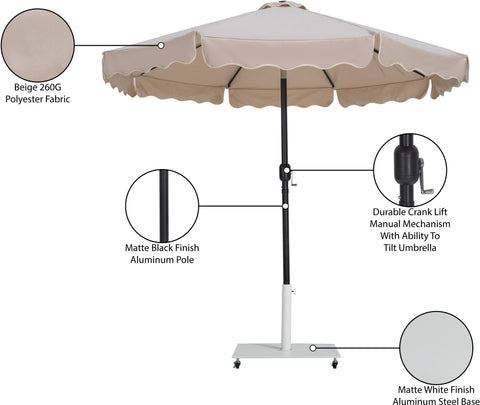 Nova Beige Water Resistant Fabric And Aluminum Patio Umbrella with Base Set (Style 15)